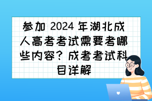 參加2024年湖北成人高考考試需要考哪些內容？成考考試科目詳解